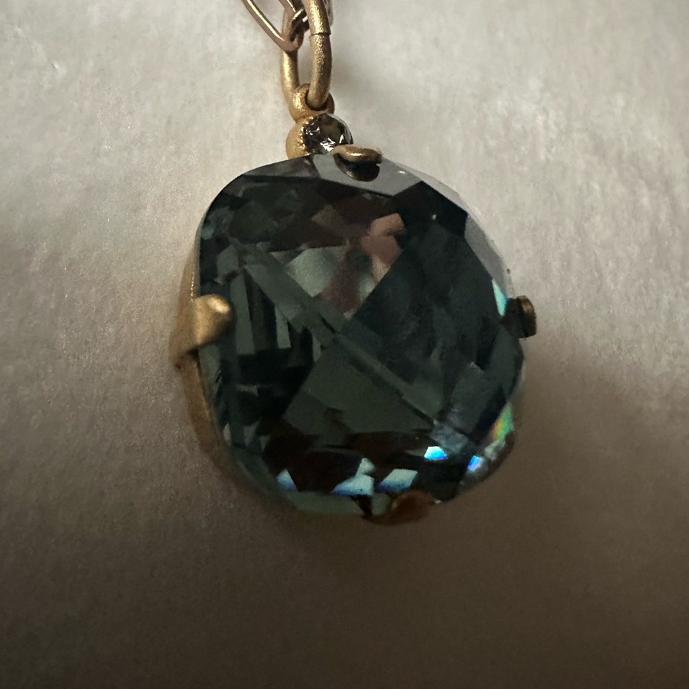 Catherine Popesco Deep Aqua Green Crystal Necklace